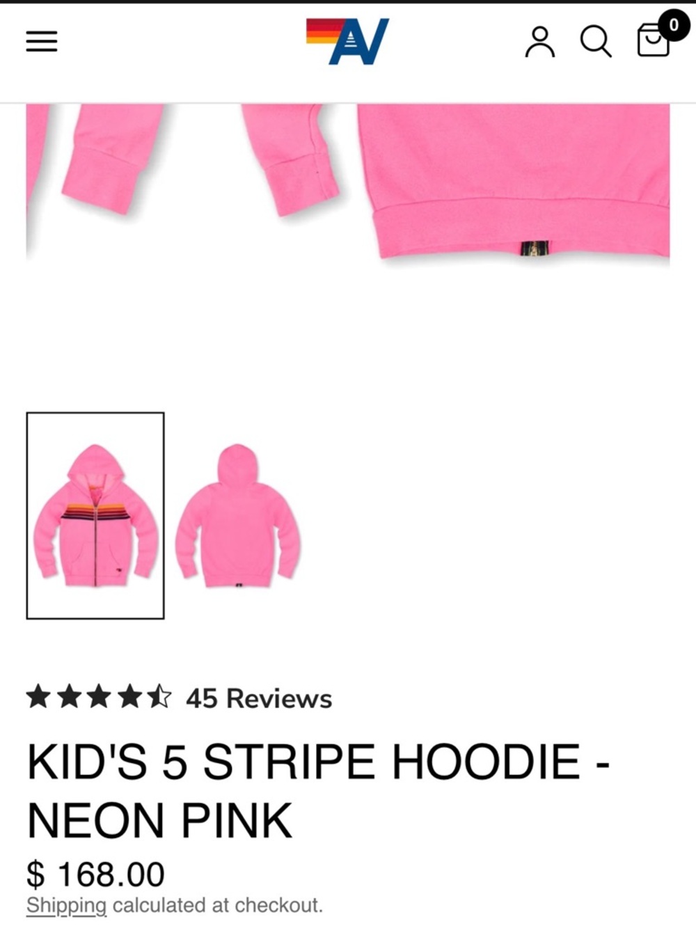 Aviator Nation Neon Pink Five-Stripe Kids Zip Hoodie!